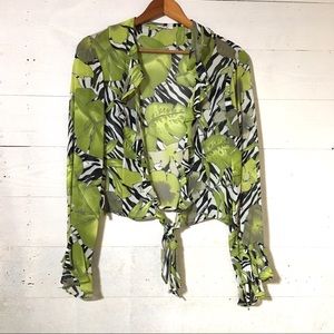 Cache Tropical Zebra Sheer Blouse